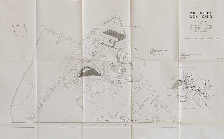 Avant-projet d'une maison du diabète dans le parc thermal, plan de situation (1960).