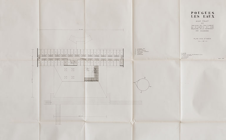Avant-projet d'une maison du diabète dans le parc thermal, plan des étages (1960).