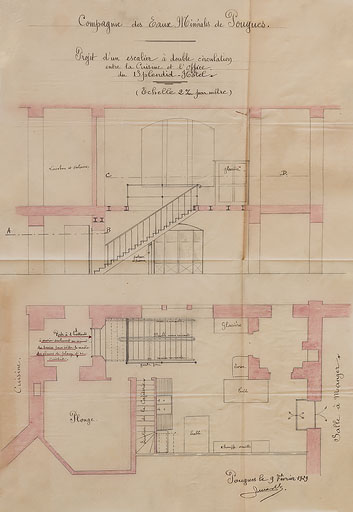 Projet d'un escalier à double circulation entre la cuisine et l'office.