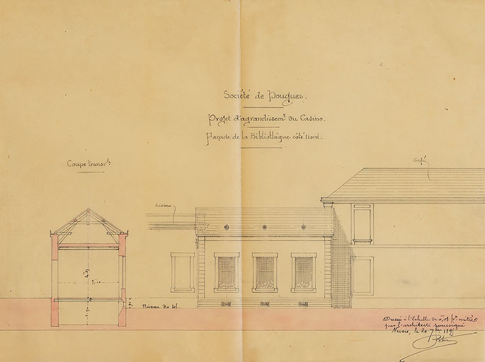 Projet de salle de lecture à l'arrière du kiosque des petits chevaux (1895).