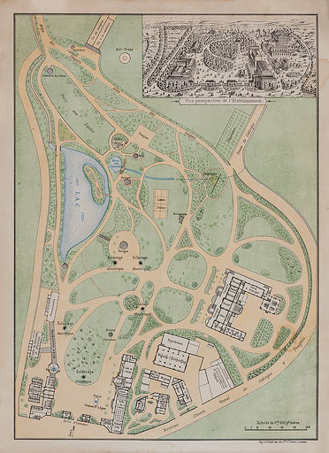 Situation du casino-théâtre dans le parc thermal, plan (vers 1896). ; Plan d'ensemble (vers 1895-1896).