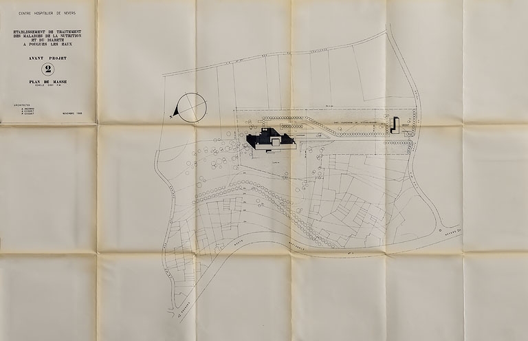 Avant-projet d'une maison du diabète aux Chailloux, plan-masse (1965).