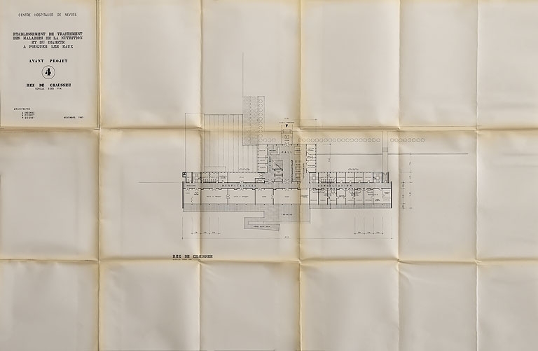 Avant-projet d'une maison du diabète aux Chailloux, plan du rez-de-chaussée (1965).