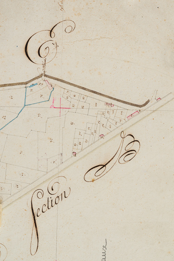 Situation des "eaux minérales" sur le plan du cadastre ancien dit napoléonien (1812).