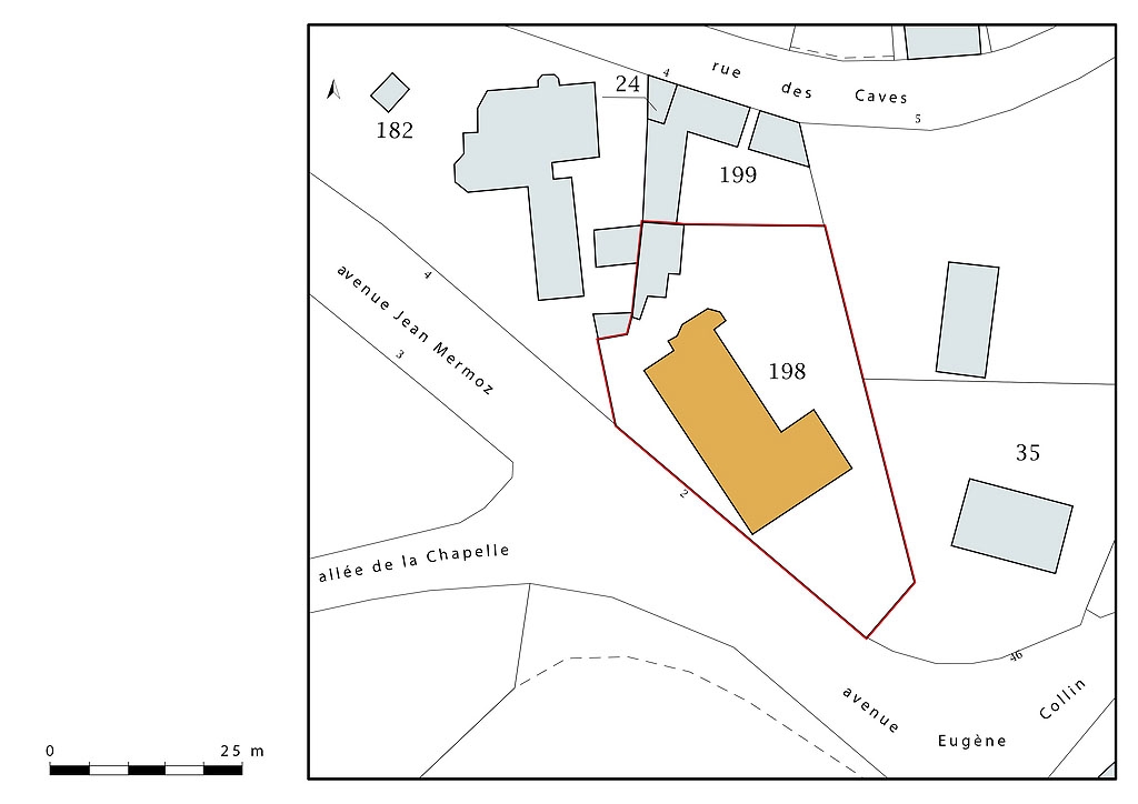 Plan-masse et de situation, extrait du plan cadastral (2020).