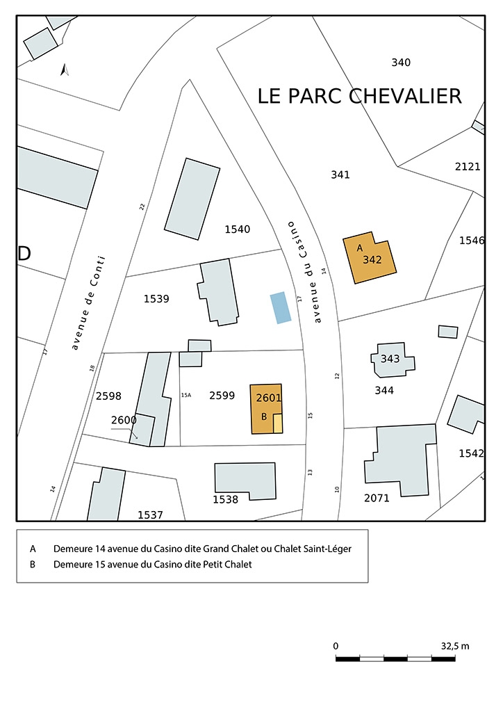 Plan-masse et de situation, extrait du plan cadastral (2021). ; Plan-masse et de situation, extrait du plan cadastral (2021).