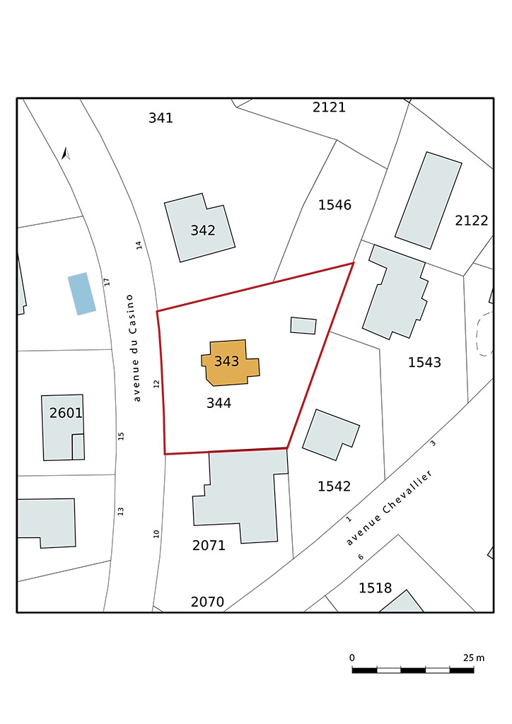 Plan-masse et de situation, extrait du plan cadastral (2021).