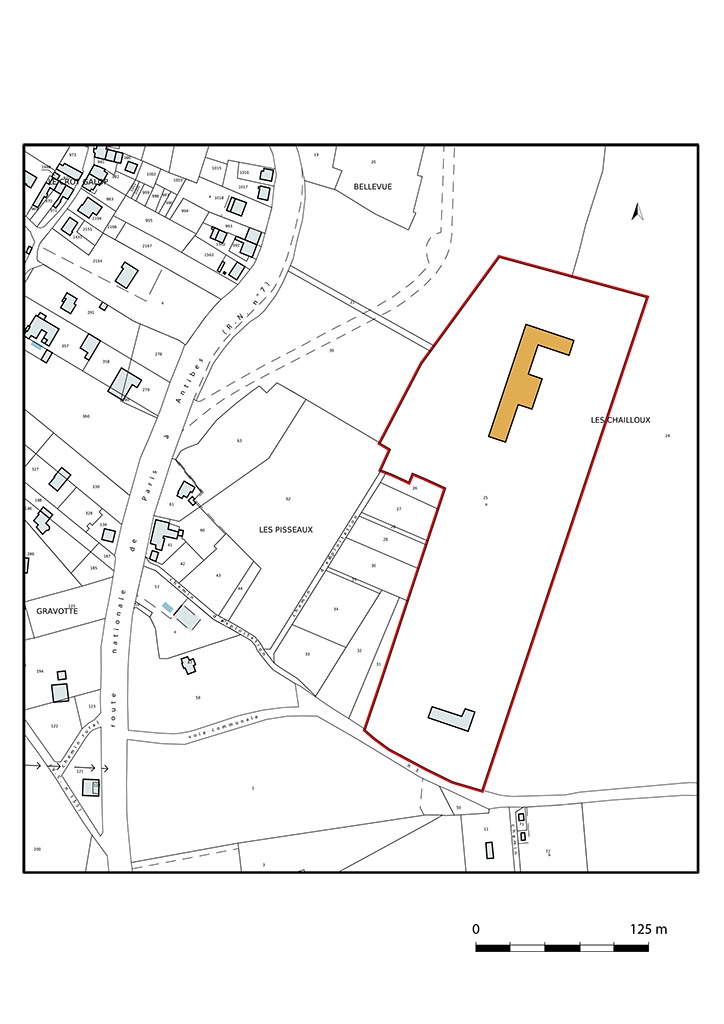 Plan-masse et de situation, extrait du plan cadastral (2021).