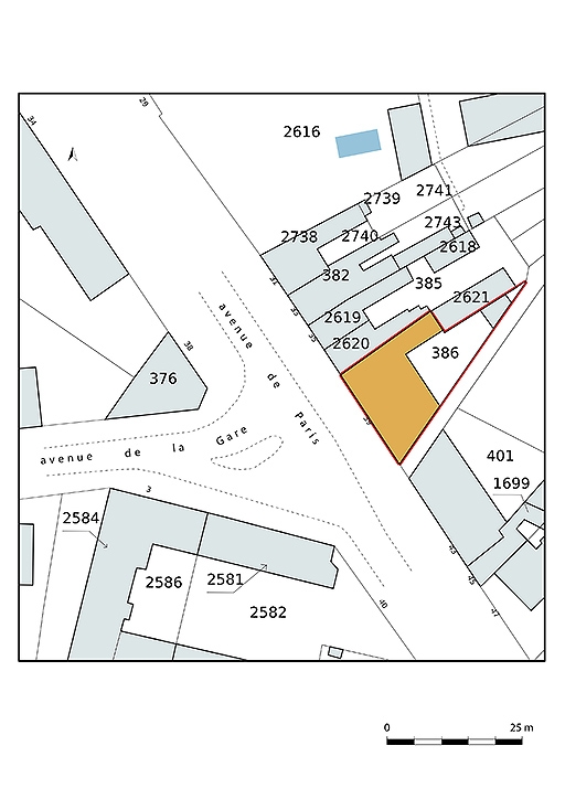 Plan-masse et de situation, extrait du plan cadastral (2021).
