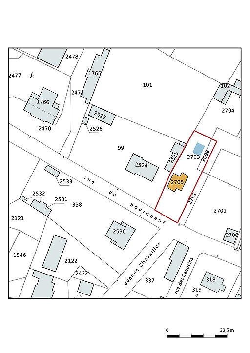 Plan-masse et de situation, extrait du plan cadastral (2021).