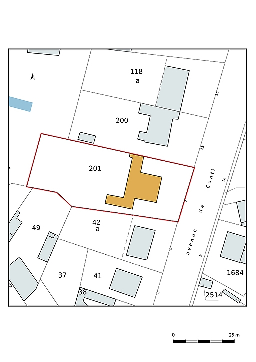 Plan-masse et de situation, extrait du plan cadastral (2021).
