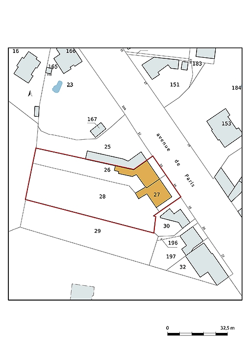 Plan-masse et de situation, extrait du plan cadastral (2021).