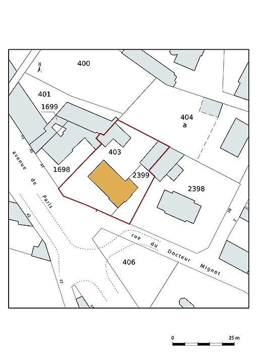 Plan-masse et de situation, extrait du plan cadastral (2021).