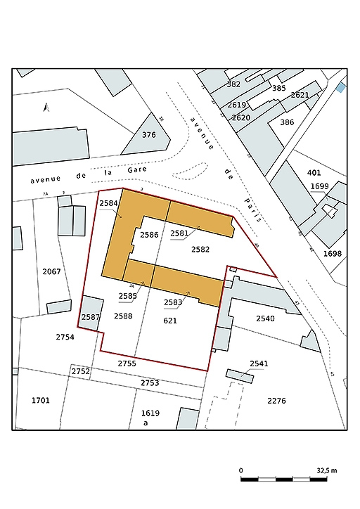 Plan-masse et de situation, extrait du plan cadastral (2021).