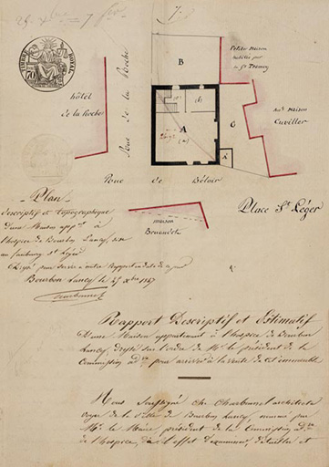 Plan d'un projet de dégagement des abords de la place devant l'établissement thermal (1847).