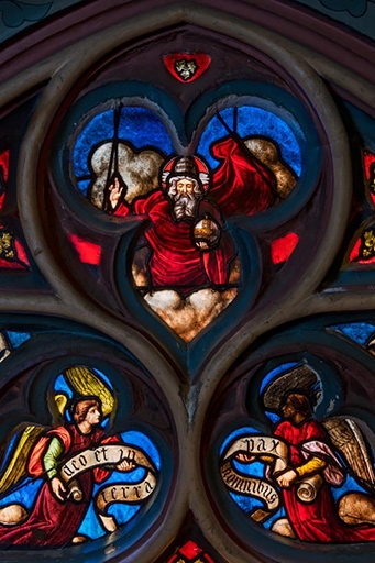 3e chapelle sud : Dieu le Père, dans la partie supérieure. La partie inférieure (Just de Bretenières, saint Joseph et l'Enfant, saint François de Sales) est partiellement masquée.