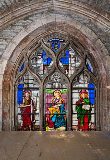 4e chapelle sud (à droite) : saint Jean-Baptiste, Vierge à l'Enfant, saint Jean.