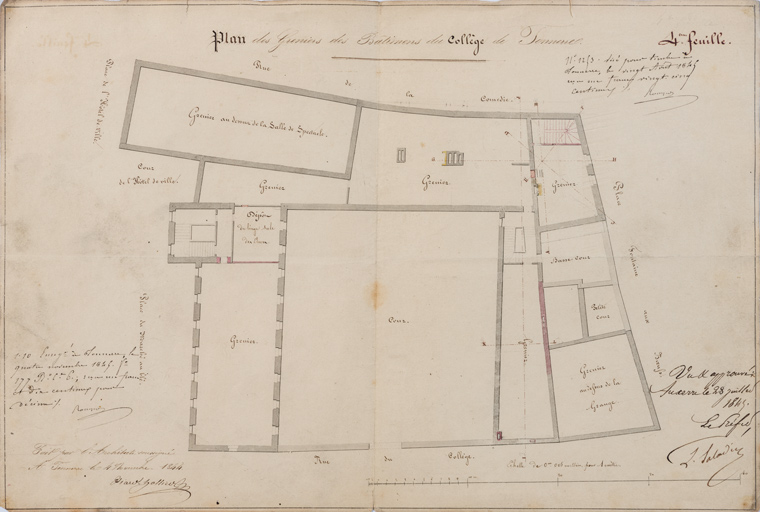 4ème feuille. Plan des greniers des bâtimens du collège de Tonnerre. 1844.