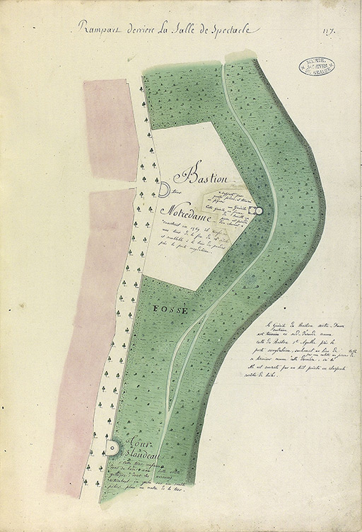 Plan en feuilles de la ville de Beaune. 1783 : bastion Notre-Dame.