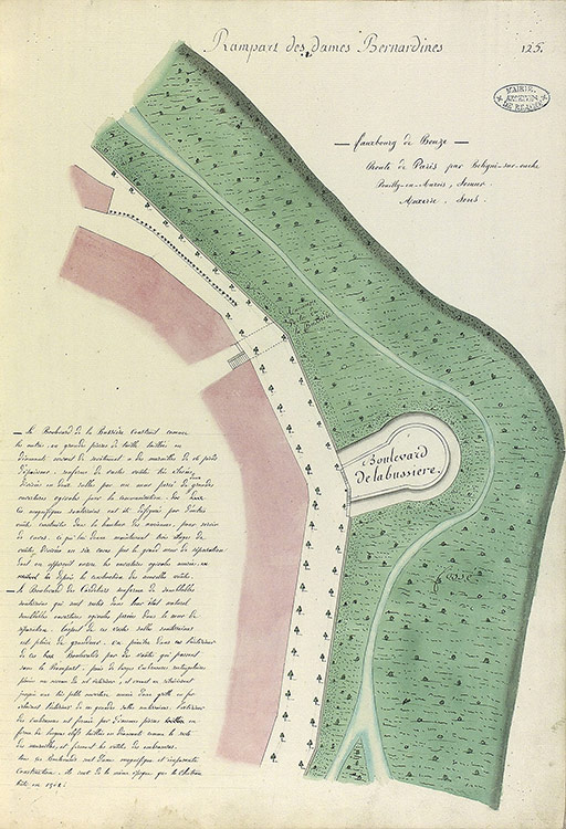 Plan en feuilles de la ville de Beaune. 1783 : la tour des Dames.