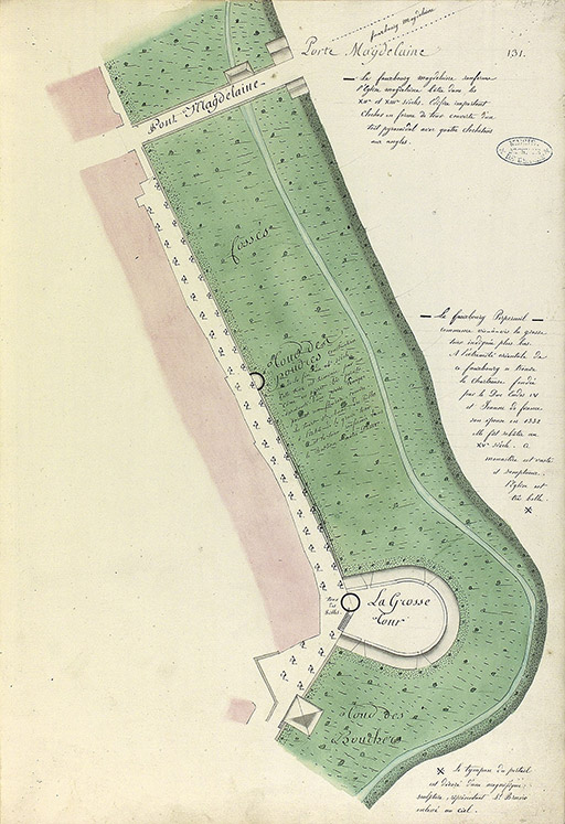 Plan en feuilles de la ville de Beaune. 1783 : la "Grosse Tour".