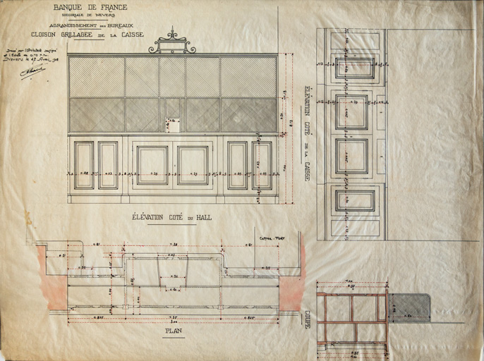 Cloison grillagée de la caisse (27 avril 1908).