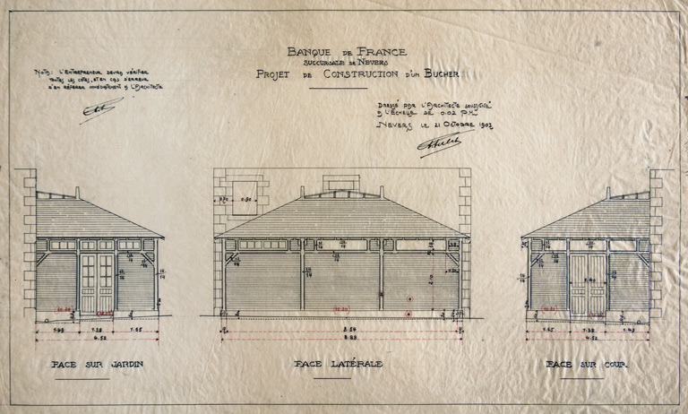 Élévations, projet de construction d'un bûcher (21 octobre 1907).