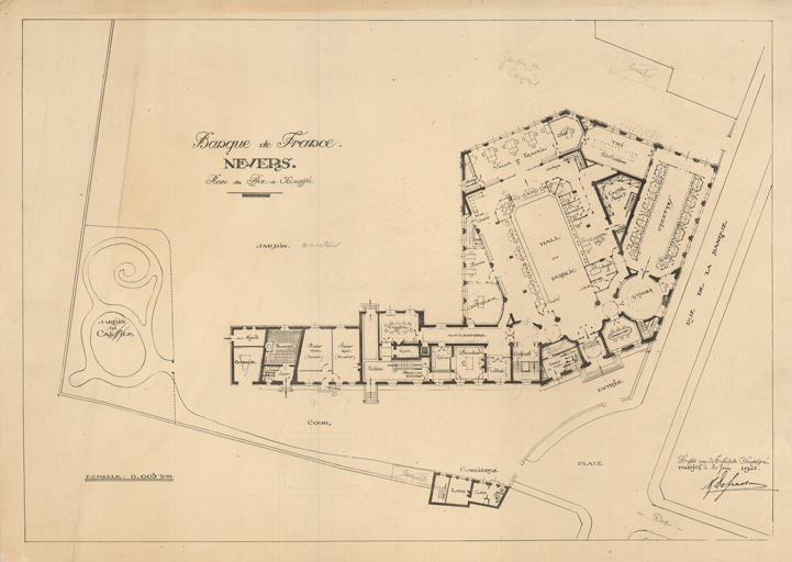 Plan du rez-de-chaussée, projet d'extension (10 juin 1921).