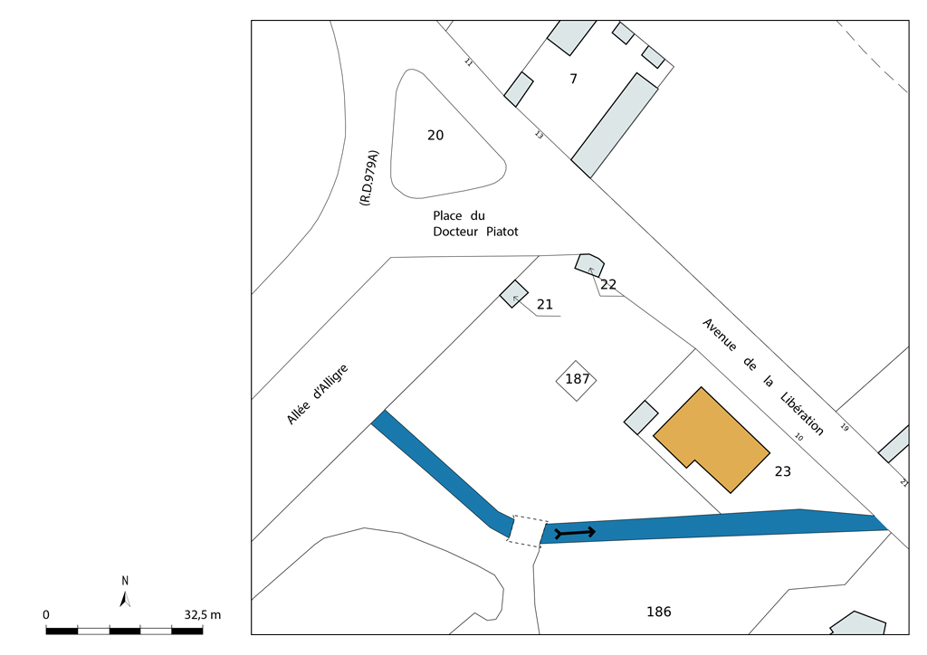 Plan-masse et de situation, extrait du plan cadastral (2023).