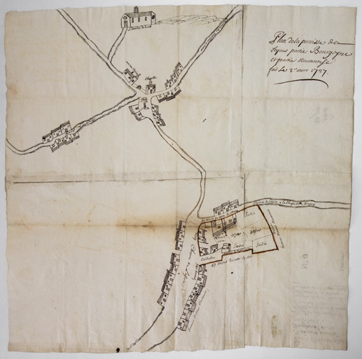 Emplacement de la chapelle dans l'écart de Lenoux en 1727.