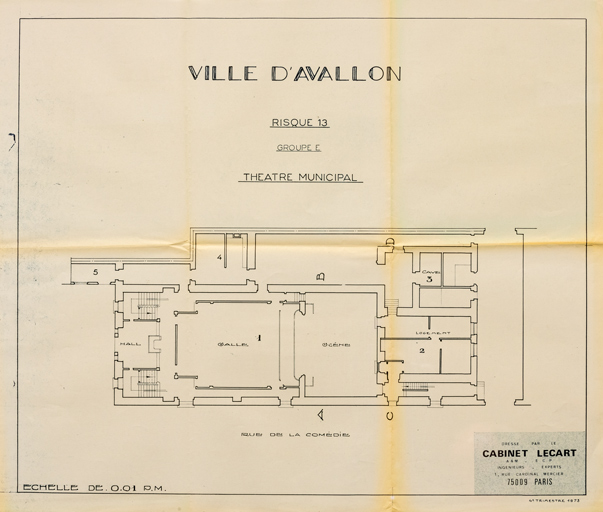 Ville d'Avallon. Risque 13. Groupe E. Théâtre municipal. 4e trimestre 1973.