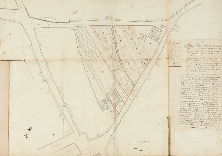 [Plan des propriétés des capucins et des minimes avec proposition de lotissement]. S.d. [3 février 1792].
