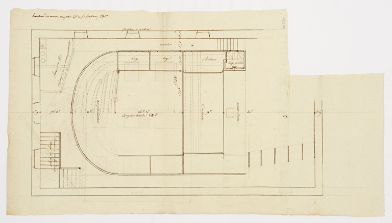 [Théâtre : plan et élévation. Plan]. S.d. [an IX (1800-1801) ?].