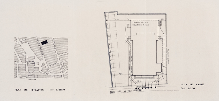 Auxerre. Cinéma Alpha. Plan de situation. 1976.