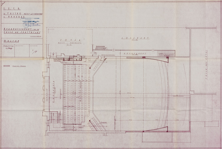 SECA Le Casino. Bould du 11 Novembre à Auxerre. Agrandissement de la salle de spectacles. Balcon. Avril 1966.