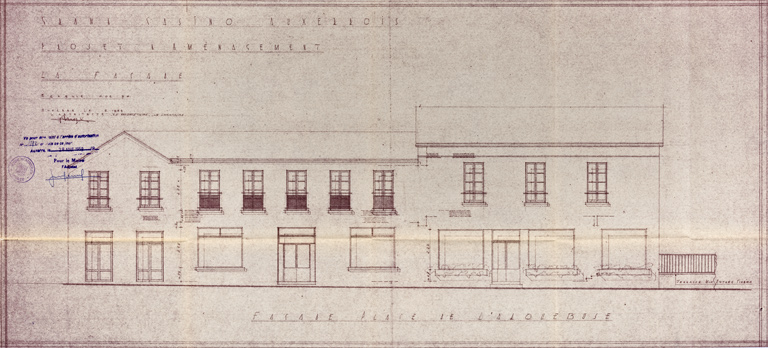 Grand Casino Auxerrois. Projet d'aménagement. La façade. Mai 1959.