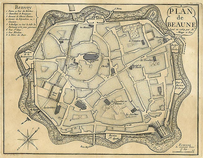 Plan de Beaune levé en 1764 par Mr. Monge et Fion.1772.