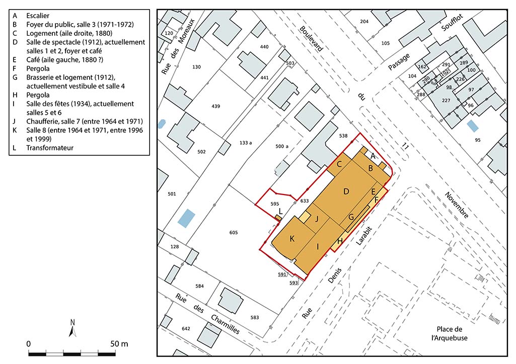 Plan-masse et de situation. Source : Direction générale des Finances Publiques - Cadastre ; mise à jour 2023, section DY, 1/1 000.