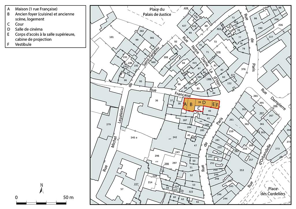 Plan-masse et de situation. Source : Direction générale des Finances Publiques - Cadastre ; mise à jour 2023, section ES, 1/500 réduit à 1/1 000.