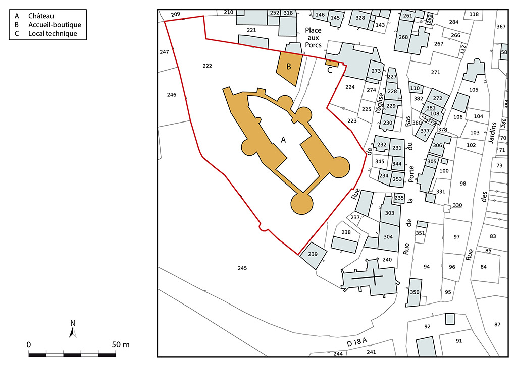 Plan de situation. Extrait du plan cadastral (DGFIP), 2022, 1/1 000.