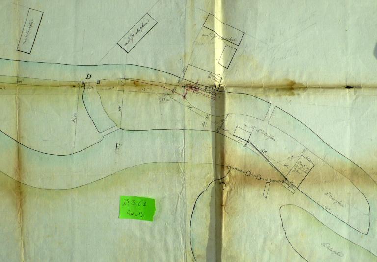Plan des moulins existant et projeté de M. Delaplace, an 13 (1805) (AD Eure. 18 S 63).