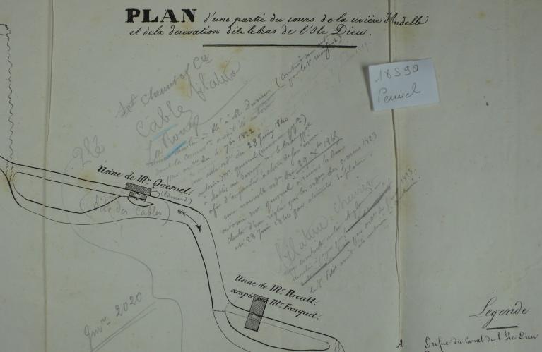 Plan des usines Quesnel et Rioult, 1840 (AD. Eure. 18 S 90).