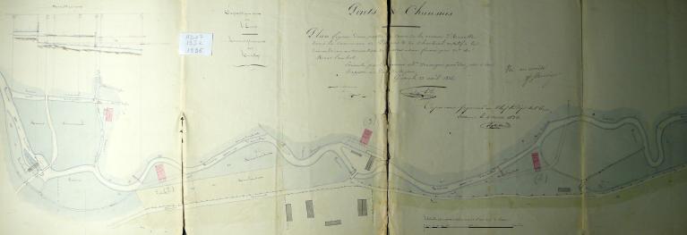 Plan de situation des 4 usines projetées par M. de Montlambert (dont celle du Val-Anglier), 26 avril 1836 (AD Eure, 19 S 2).