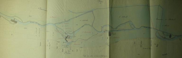Plan, par Bougarel ingénieur, 1/2500e et 1/200e, 23 novembre 1855 (AD Eure, 19 S 2)