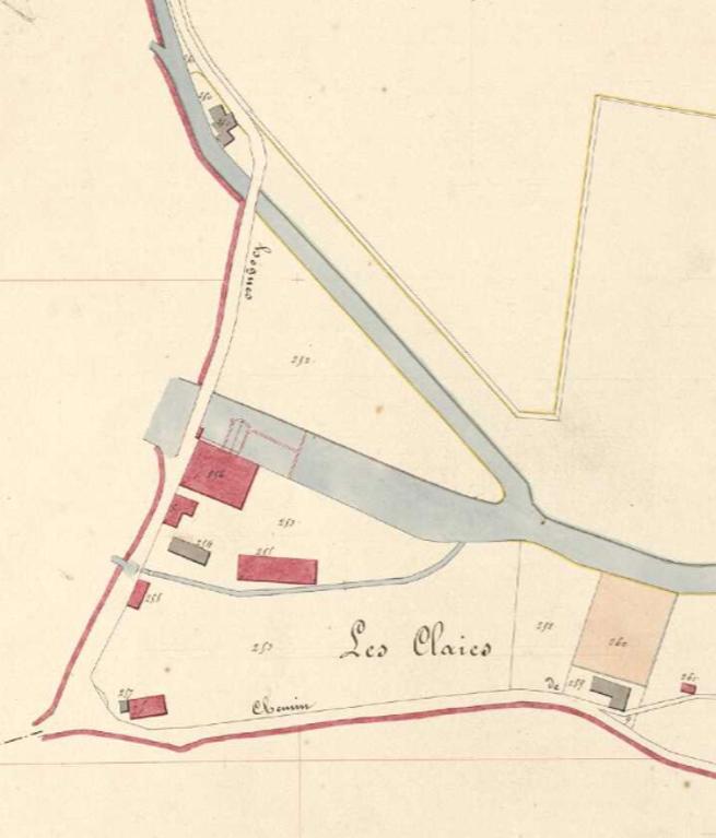 Extrait du cadastre napoléonien, section C, parcelles 252 à 257, 1848 (AD Eure. 3 PL 726/6).