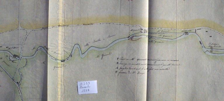 Plan de situation de la filature de M. Hain, 1838 (AD Eure. 18 S 81).