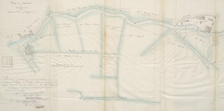 Plan de situation de l’usine des Claies à E. Quesnel, 4 novembre 1841 (AD Eure. 19 S 2).