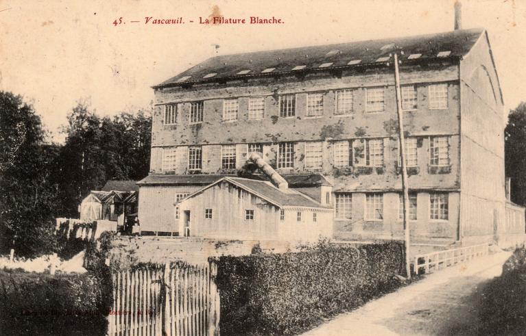 La filature Blanche.- Carte postale, ed. Blottière, Ry, vers 1910 (Collection particulière).