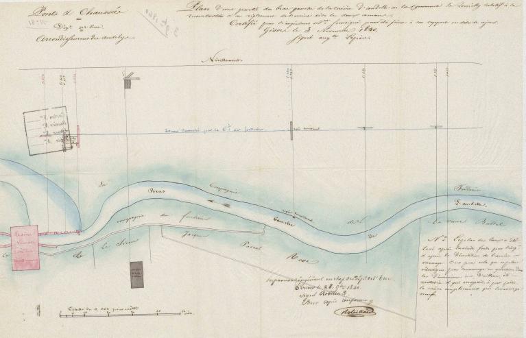 Plan de l’usine des Deux Amants, projet de nouvelle construction, 3 novembre 1840 (AD Eure. 18 S 53).