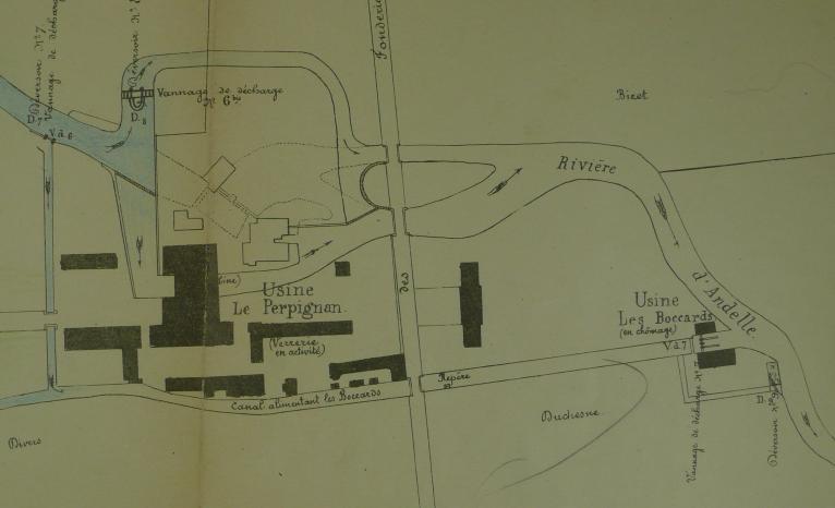 Plan des usines de Perpignan et des Bocards, 22 mars 1912 (AD Eure. 18 S 53).
